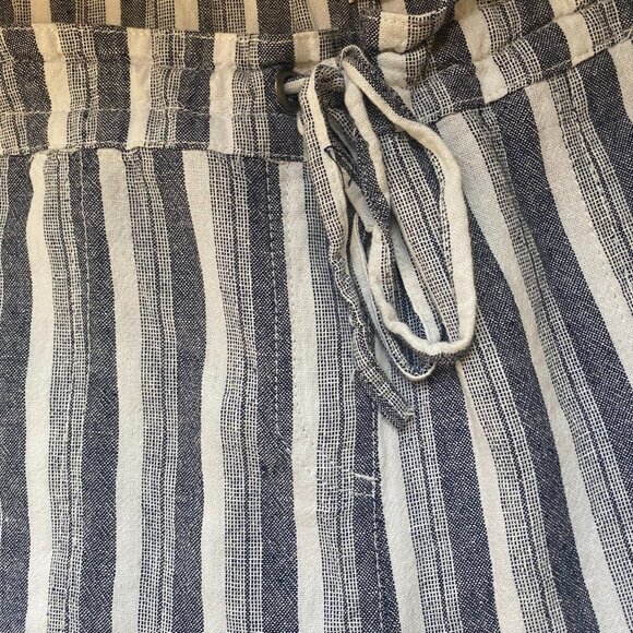 Per Se Blue Striped Cropped Linen Blend Tie Waist Beachy Boho Pants XL - Picture 12 of 12